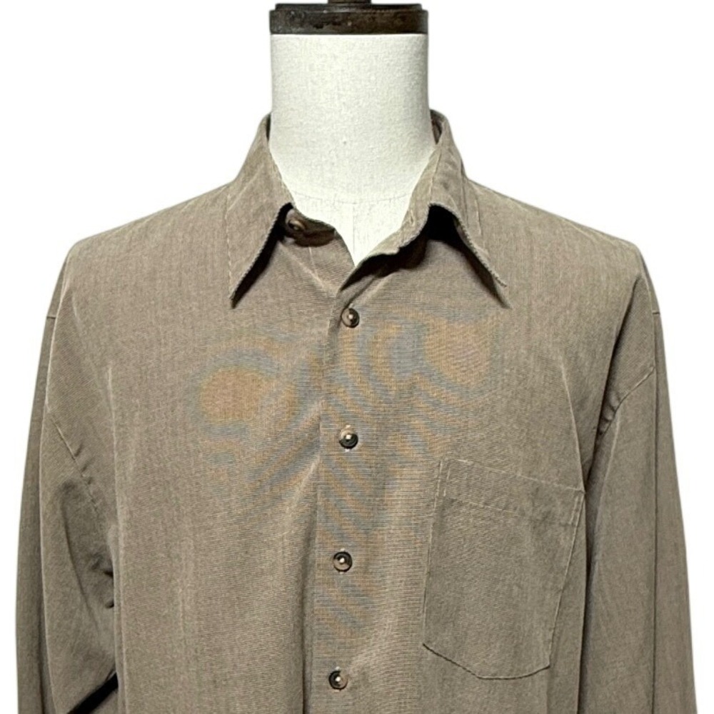 Bruno Shirt Mens XL Brown Sueded‎ Micro Houndstooth Long Sleeve Button Up